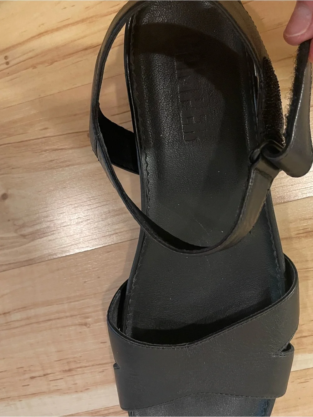 Camper Black Leather Ankle-Strap Sandals